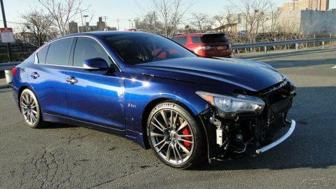 low miles 2017 Infiniti Q50 3.0t Red Sport 400 repairable for sale